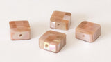 4 Inlaid shell beads, mosaic shell beads, brownlip shell 10x10 flat square