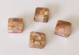 4 Inlaid shell beads, mosaic shell beads, brownlip shell 10x10 flat square