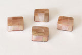 4 Inlaid shell beads, mosaic shell beads, brownlip shell 10x10 flat square