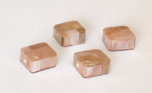 4 Inlaid shell beads, mosaic shell beads, brownlip shell 10x10 flat square