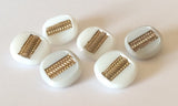 White with gold vintage glass button lot-6pc