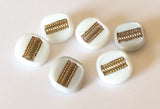 White with gold vintage glass button lot-6pc