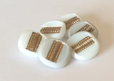 White with gold vintage glass button lot-6pc