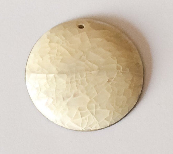 White abalone shell pendant, round shell pendant 32mm