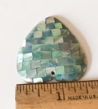 Inlaid shell pendant, mosaic pendant, abalone shell pendant heart 40 mm blue