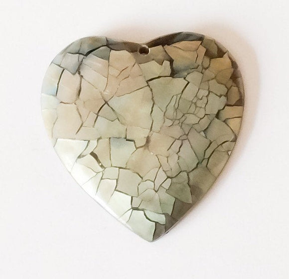 Inlaid shell pendant, abalone pendant, blacklip shell pendant, crackled shell pendant heart