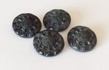Black vintage glass button lot-4pc