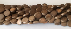 Natural Wood Beads, Graywood Beads 13x15 flat oval