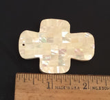 Large Cross Pendant White Abalone Mosaic