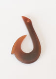 Large fish hook pendant, carved horn pendant, Maori fish hook golden horn