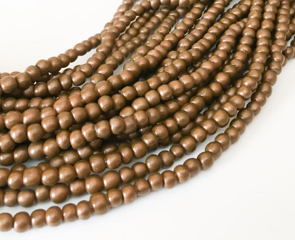 Metallic Wood Round Beads, Bronze Wood Beads, 4-5mm 16