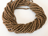 Metallic Wood Round Beads, Bronze Wood Beads, 4-5mm 16" strand