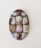 Inlaid shell pendant, oval shell pendant, purple top cowrie pendant oval