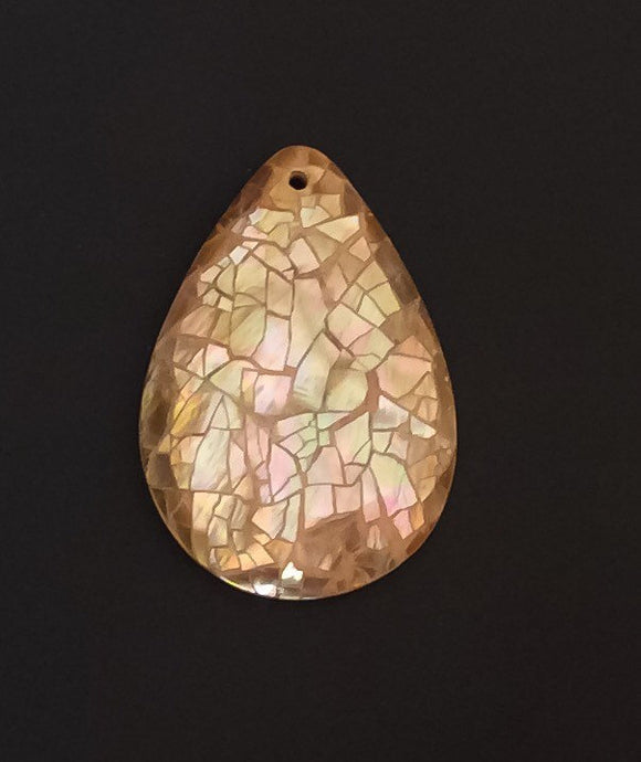 Inlaid shell pendant, shell pendant, brownlip shell teardrop