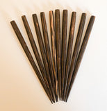 Wood hair sticks old palmwood 6 inch flat top 10 pcs