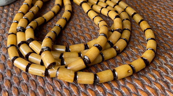 Buri Nut Beads Tube Khaki 16” strand