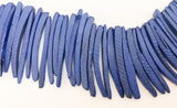 30 Coco sticks, Coconut Shell Spike Sticks Beads, Focal Beads Royal Blue