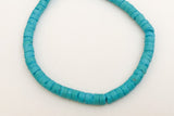 5mm Coconut Heishi, Coco Heishi, Natural Wood Beads, Coconut Shell Heishi  Turquoise 24" strand