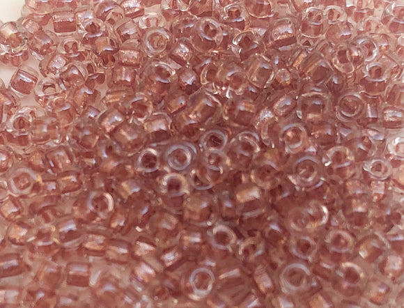 30 Grams Japanese Seed Beads Size 11/0- Inside Color Tea Rose/Clear- 30 Grams