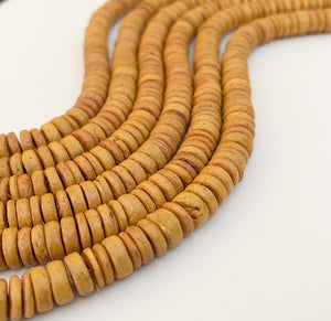 Coconut Shell Beads Rondelle 10MM Mustard Yellow