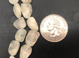 Free form Aquamarine Beads Irregular Oval 15 Inch Strand