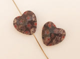 Millefiore glass beads heart 18mm-6pc