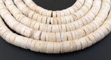 5mm Coconut Heishi, Coco Heishi, Natural Wood Beads, Coconut Shell Heishi  Cream Off White 24" strand