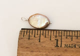 Pearl Dangle Charm Pendant Sterling Silver White Flat Oval Champagne