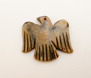 Carved Horn Pendant Native American Eagle Bird