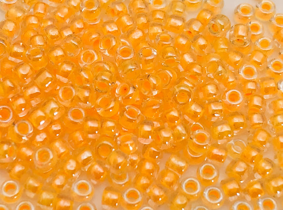 30 Grams Japanese Seed Beads Destash Seed Beads Size 11/0- Inside Color Yellow Orange/Clear