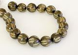 Nut Beads Buri Round Carved 10mm 16" strand Gray