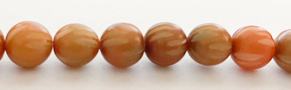 Tan Nut Beads Buri Round Carved 10mm 16