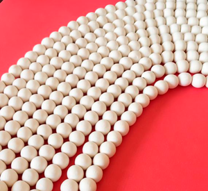 10mm White Wood Beads, Natural Wood Beads, Bleached Dica 16" strand