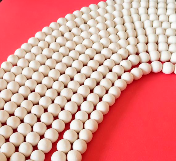 10mm White Wood Beads, Natural Wood Beads, Bleached Dica 16