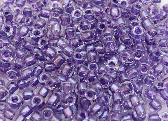 11/0 Japanese Glass Seed Beads Destash Inside Color Light Purple/Clear 30 Grams