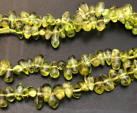 Small Peridot Teardrop Briolette Beads