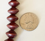 15mm Brown Wood Saucer Beads