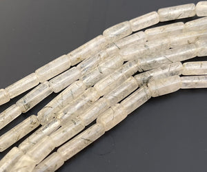 Rutilated Quartz Tube Barrel Beads-15Inch Strand