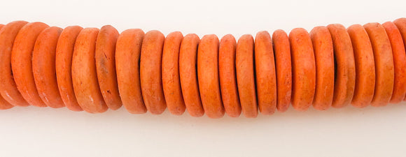 20mm Coconut Wood Discs, Coco Rondelle Orange, Coconut Shell, Natural Wood Beads-30pc