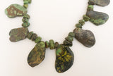 Rare Unique Green Turquoise Slab Sliced Beads Statement Jewelry