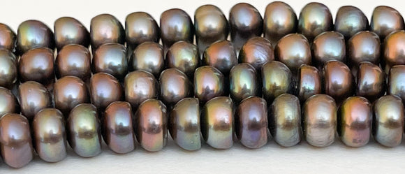 6-7mm Rondelle Freshwater Pearl Beads Peacock