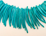 30 Coco sticks, Coconut Shell Spike Sticks Beads, Focal Beads Turquoise Blue