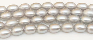 AAA Genuine Freshwater Pearl Beads Light Gray/Silver Oval Pearls for Stringing Bridal Wedding Jewelry