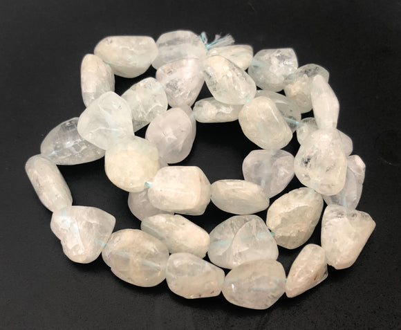 Free form Aquamarine Beads Irregular Oval 15 Inch Strand