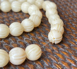 Carved Buri Nut Beads Natural 12MM Round-16” strand