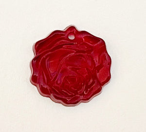 Glass Rose Pendant Charm Red Clear