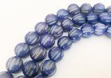 Nut Beads Buri Round Carved 12mm 16” strand Navy Blue