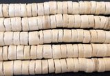 5mm Coconut Heishi, Coco Heishi, Natural Wood Beads, Coconut Shell Heishi  Cream Off White 24" strand