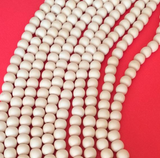 8mm White Wood Beads, Natural Wood Beads, Unfinished Bleached Dica 16" strand