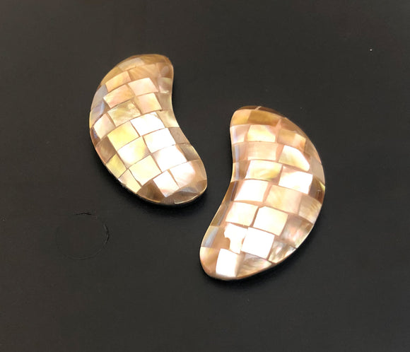 Flat Back Shell Cabochon, Brownlip MOP Earring Component-2pc